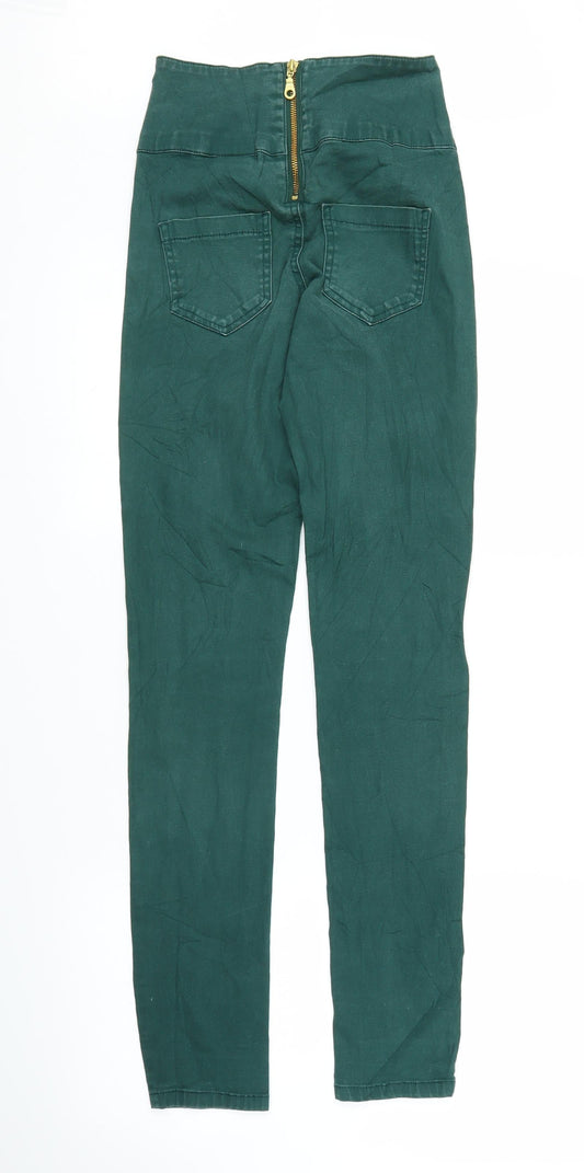 Womens UK Size XS Pieces Regular Fit Chino Green Trousers