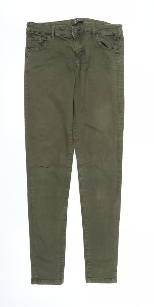 Womens UK Size 8 Bershka Regular Fit Skinny Green Jeans