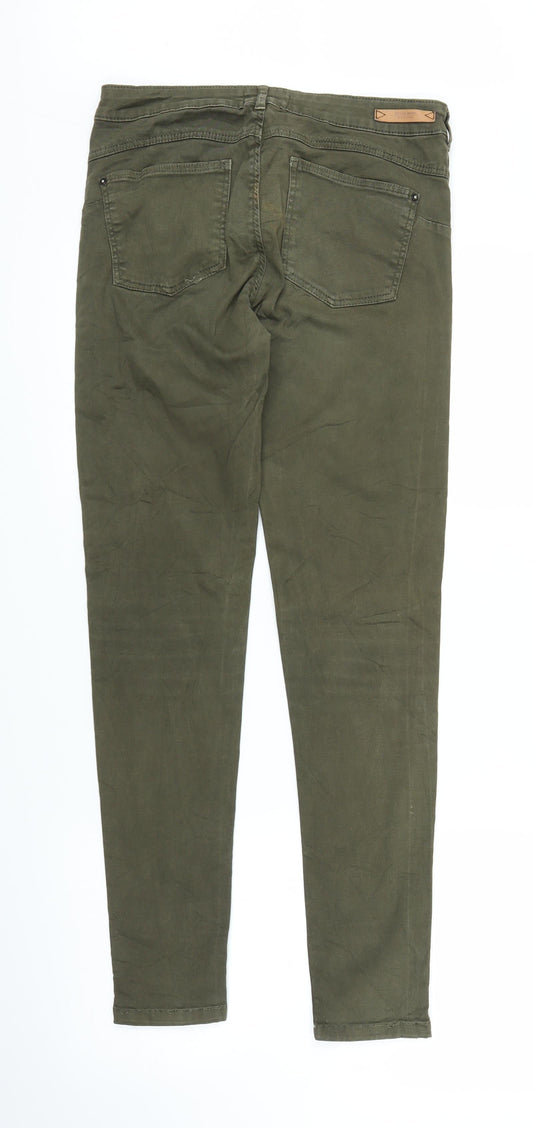 Bershka Womens Green Denim Skinny Jeans Size 8 L28 in