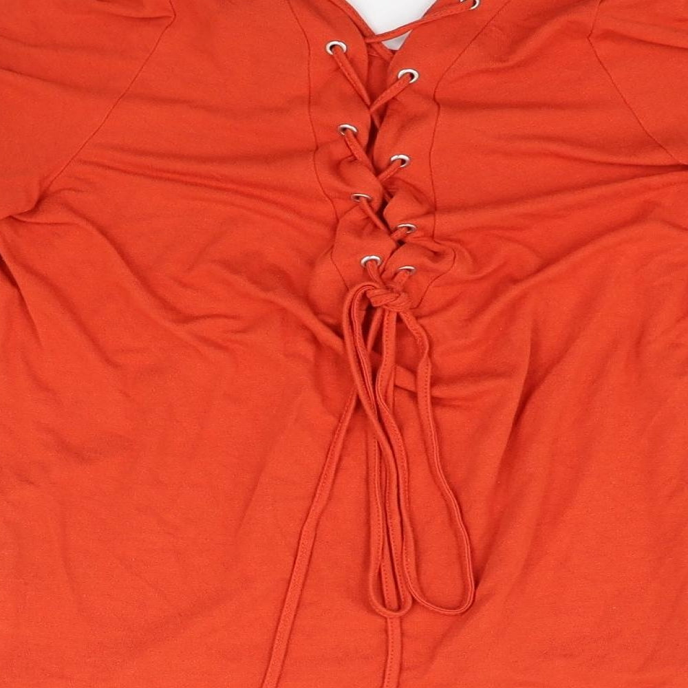 Womens UK Size 12 New Look Orange Basic T-Shirt