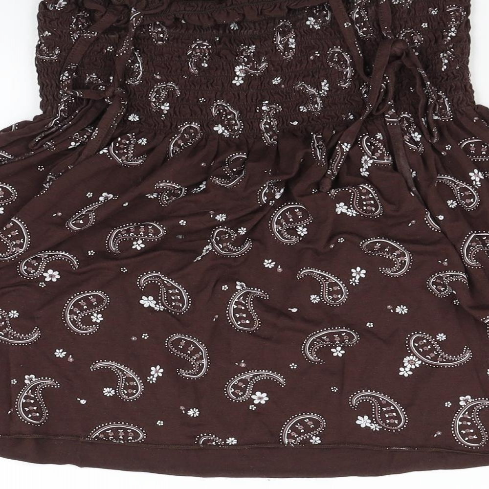 Womens UK Size 10 Preworn Brown Basic Blouse