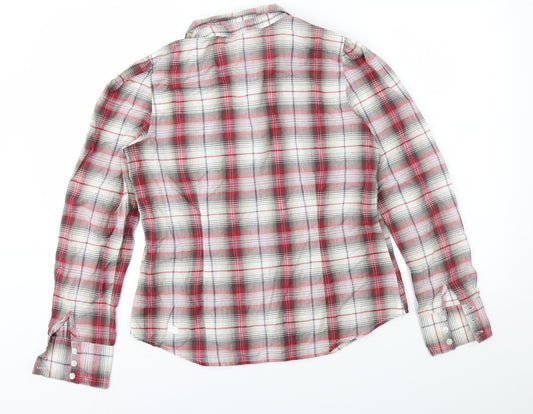 E-vie Womens Red Check Basic Button-Up Size 14