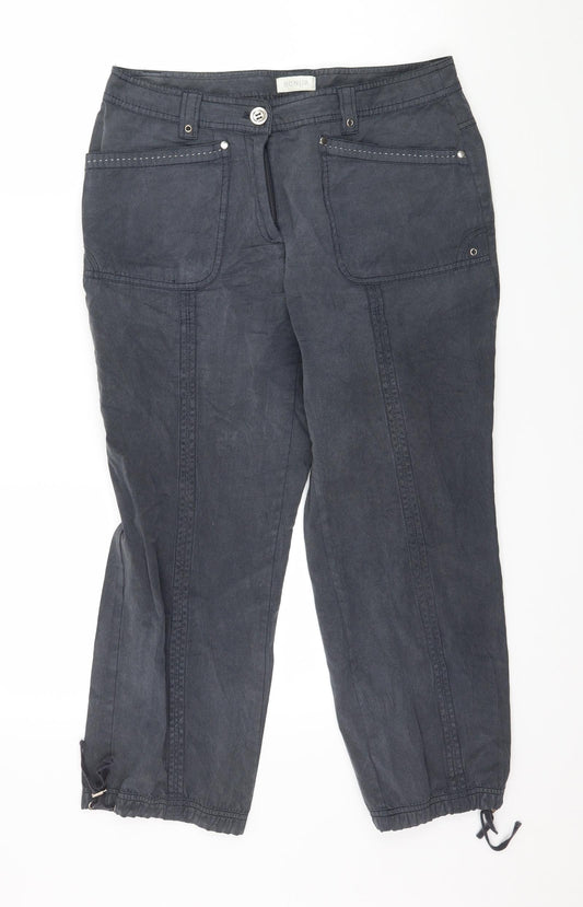 Bonita Womens Grey Cropped Trousers Size 32 in L24 in
