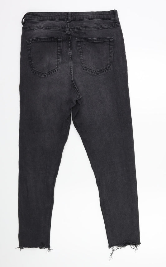 Denim & Co. Womens Grey Denim Skinny Jeans Size 14 L25 in