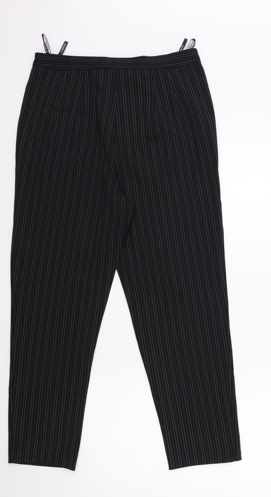 C&A Womens Black Striped Rayon Trousers Size 16 L28 in