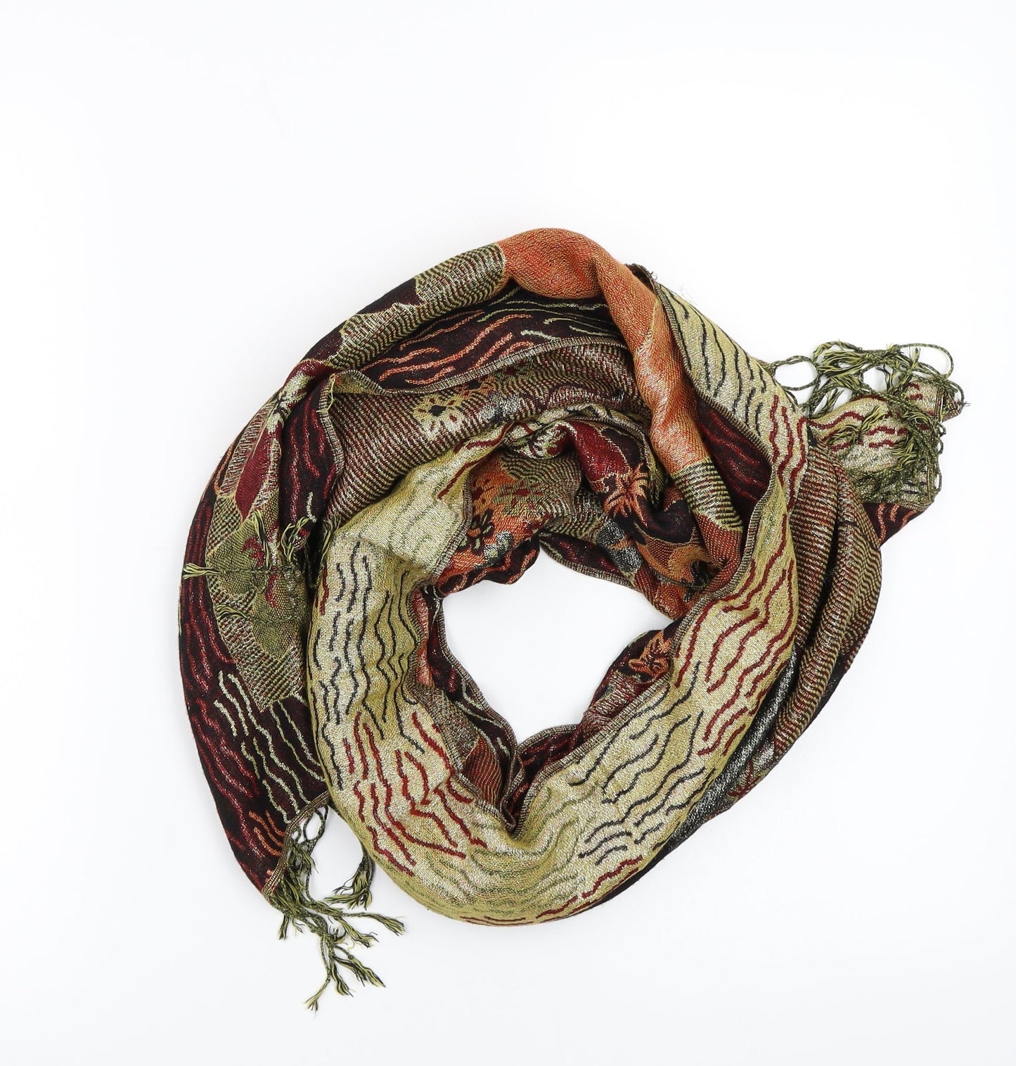 Preworn Womens Gold Floral Scarf