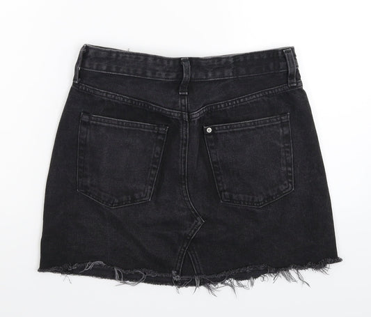 H&M Womens Black  Denim A-Line Skirt Size 8