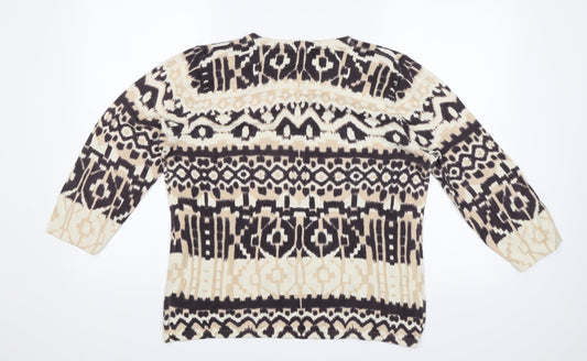 CC Womens Brown Geometric Jersey Blouse Size L