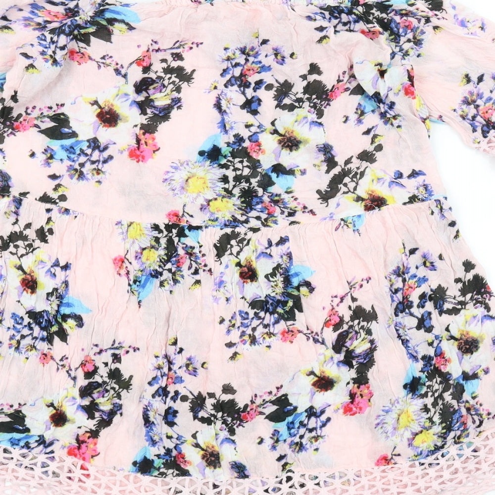 rires riort Womens Pink Floral A-Line Size S