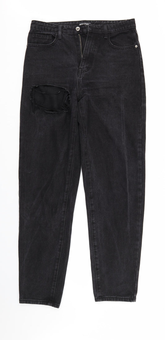 Womens UK Size 12 PRETTYLITTLETHING Regular Fit Straight Black Jeans
