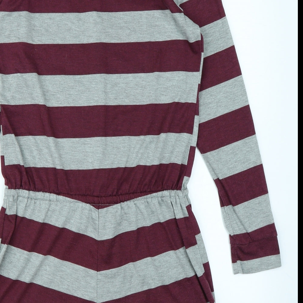 Avon Womens Grey Striped Top One Piece Size 6 - Romper