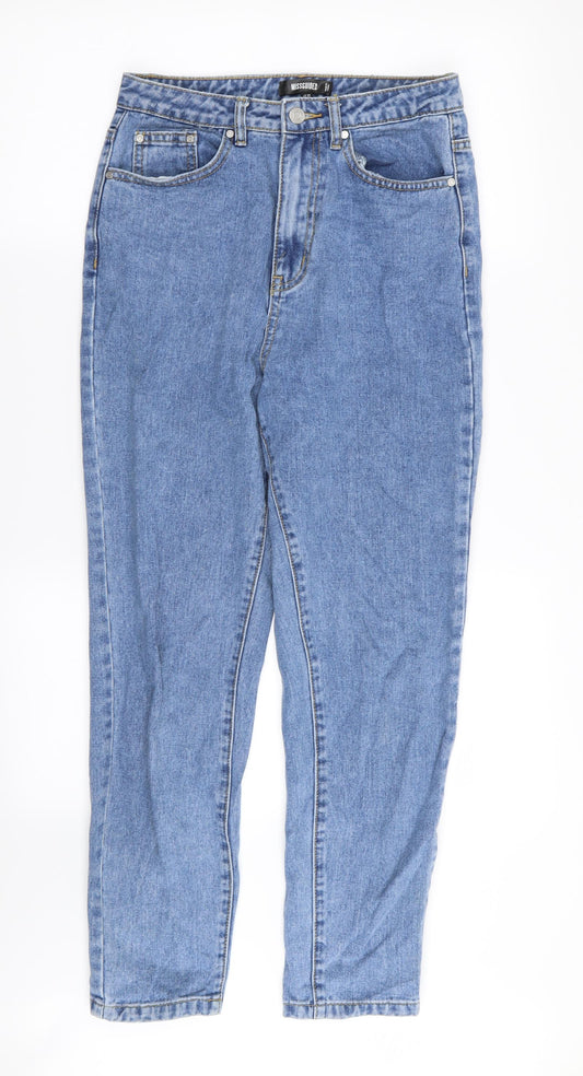 Womens UK Size 8 Missguided Regular Fit Straight Blue Jeans