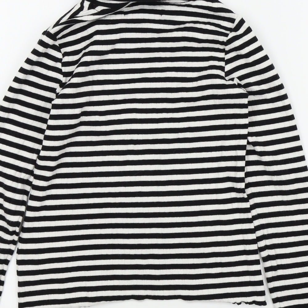 M&S Girls Black Striped Basic T-Shirt Size 9-10 Years