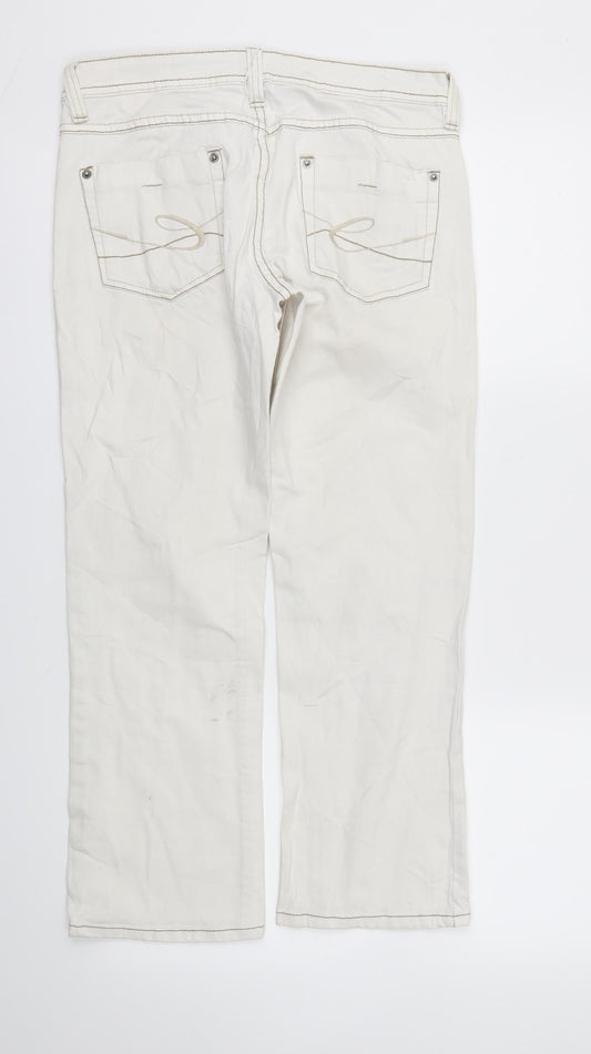 Womens UK Size 10 FIVE Regular Fit Skinny Ivory Jeans