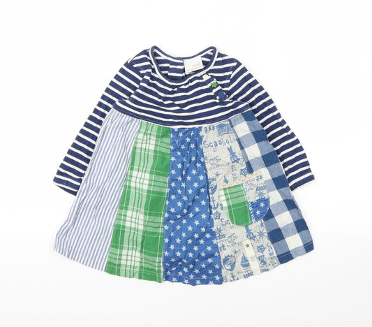 Next Girls Blue Argyle/Diamond Fit & Flare Size 9-12 Months
