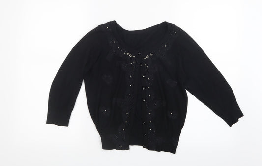 Matalan Womens Black Knit Cardigan Jumper Size 8