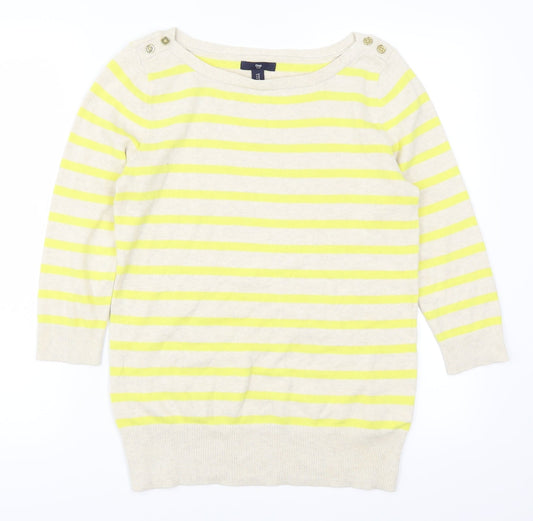 Gap Womens Yellow Striped Pullover Jumper Size M