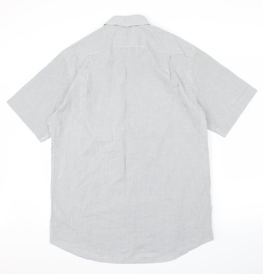 Mens UK Size 16 M&S Grey Button-Up Short Sleeve Casual Shirt