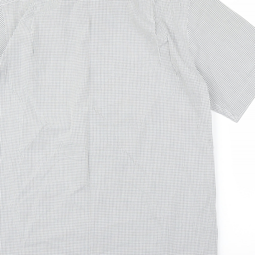 Mens UK Size 16 M&S Grey Button-Up Short Sleeve Casual Shirt