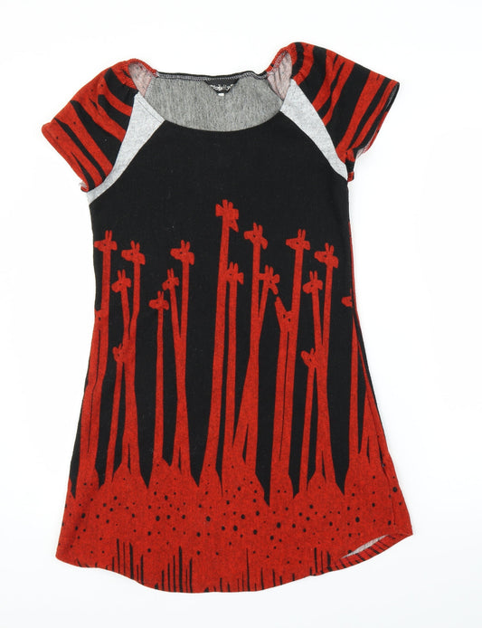 Angel Eye Womens Red Animal Print Jumper Dress Size S - Giraffe