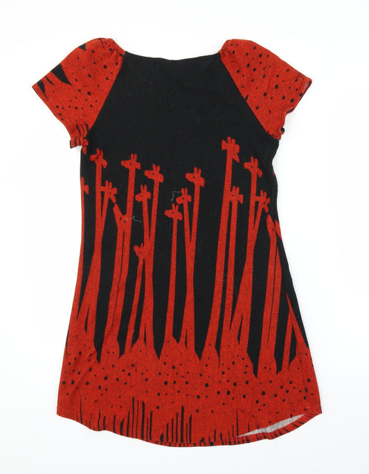 Angel Eye Womens Red Animal Print Jumper Dress Size S - Giraffe