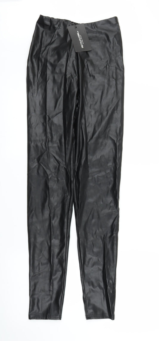 Womens UK Size 8 PRETTYLITTLETHING Regular Fit Carrot Black Trousers
