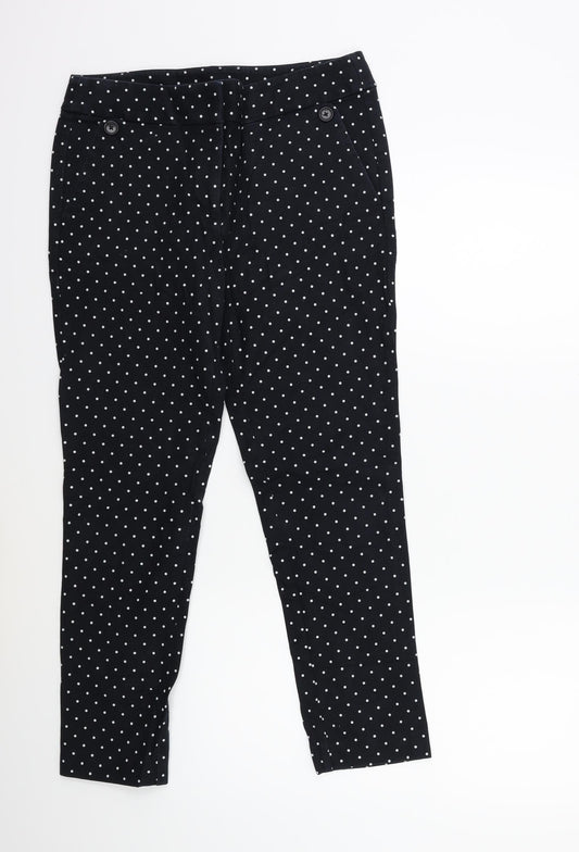 LOFT Womens Black Polka Dot Trousers Size 6 L26 in