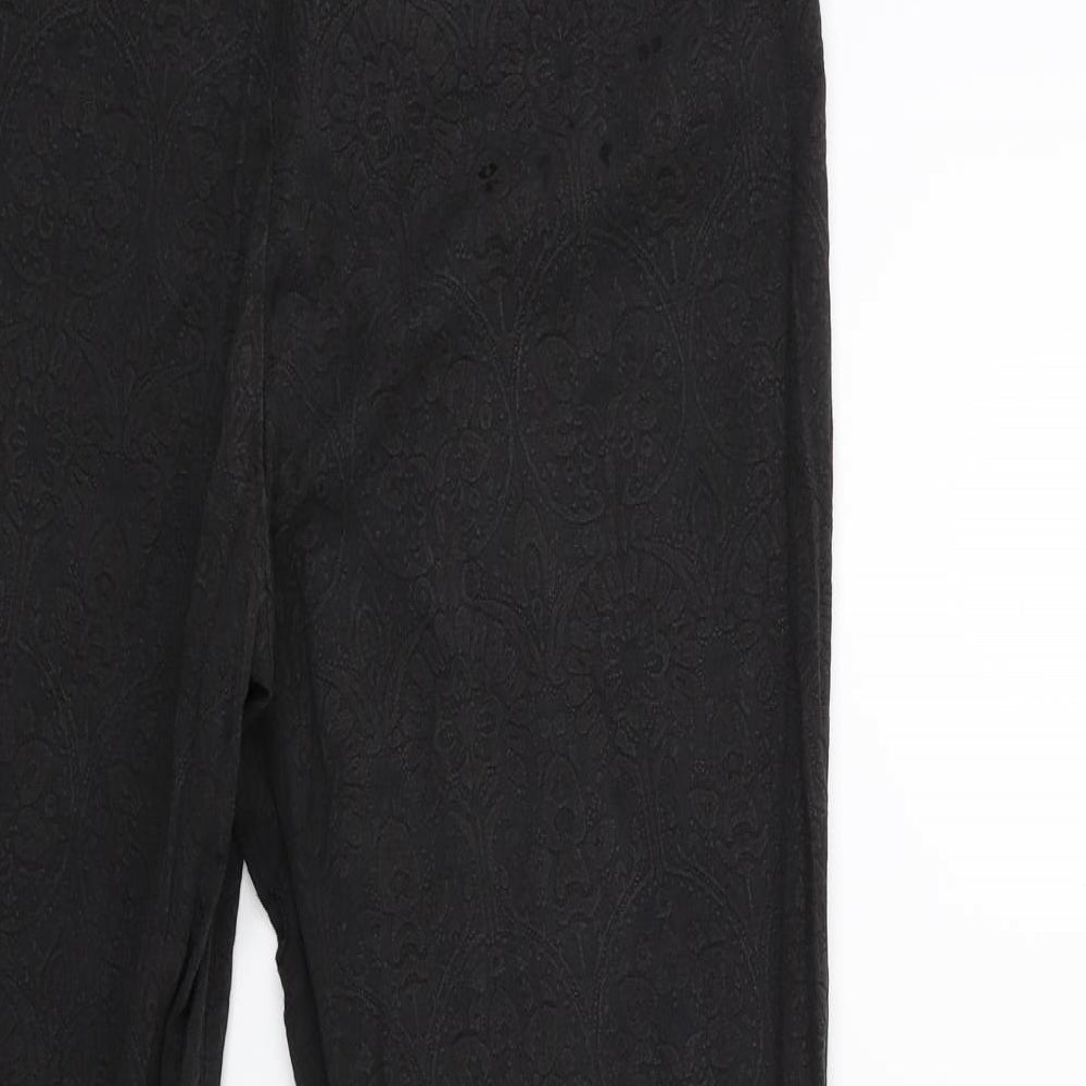 New Look Womens Black Floral Trousers Size 12 L27 in