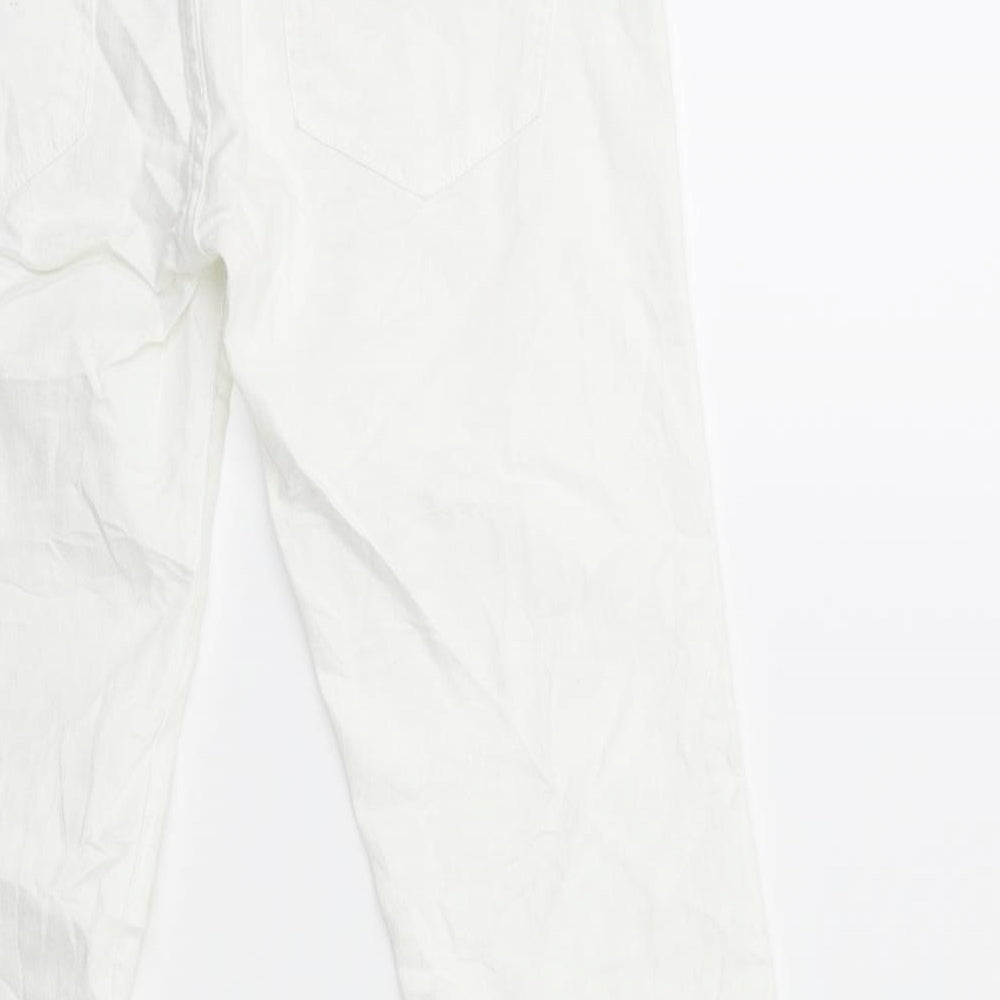 Womens UK Size 29 in H&M Regular Fit Cropped White Jeans
