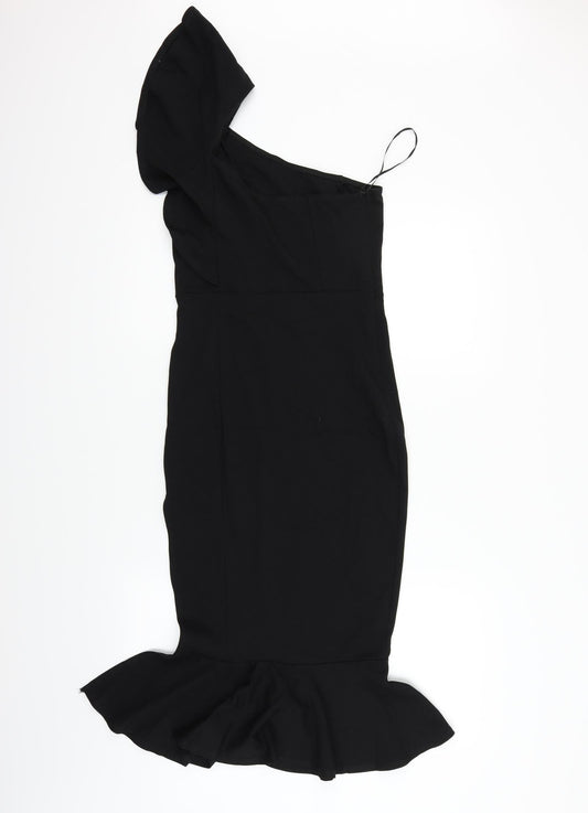 Preworn Womens Black Fit & Flare Size M - One shoulder
