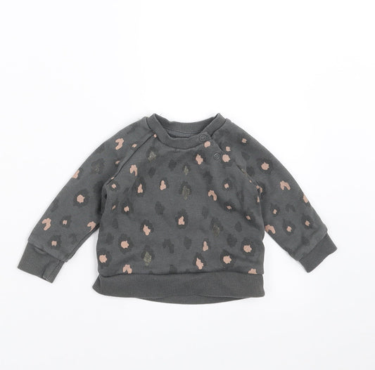 Primark Girls Grey Animal Print Pullover Jumper Size 3-6 Months - Sweatshirt