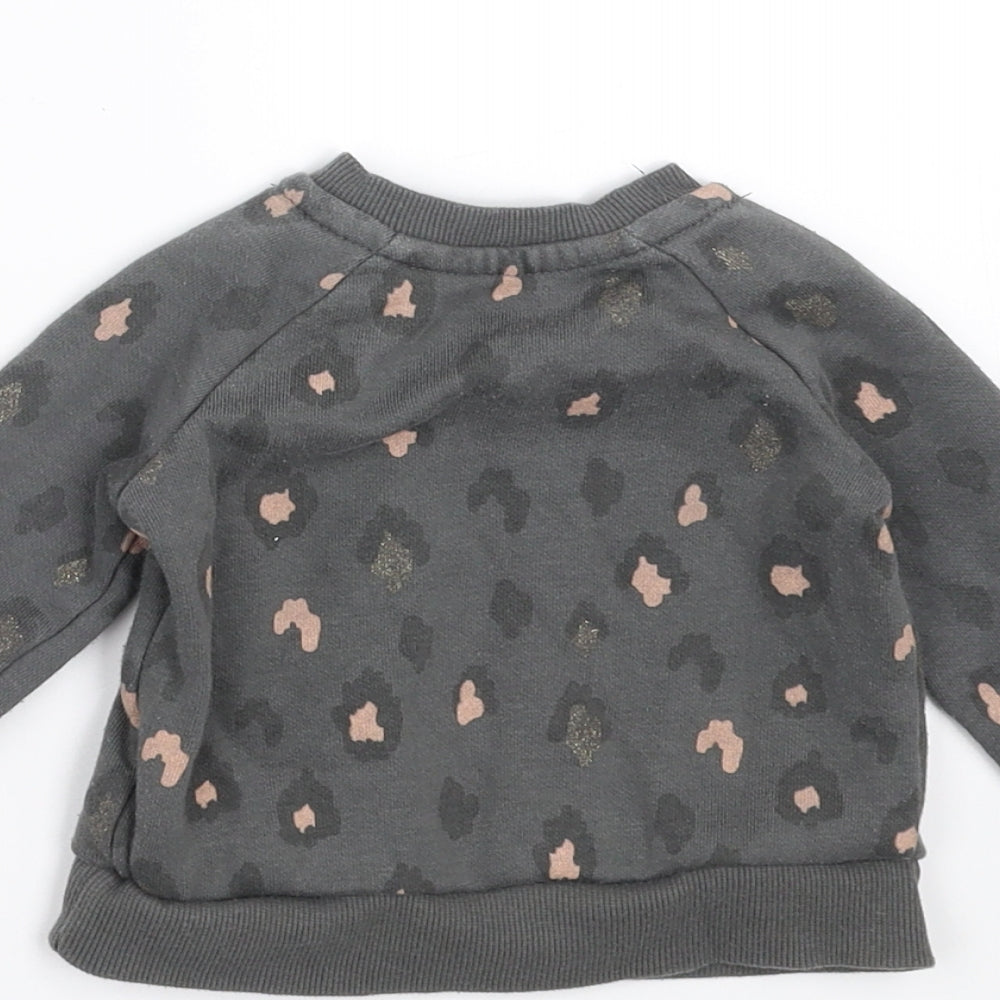 Primark Girls Grey Animal Print Pullover Jumper Size 3-6 Months - Sweatshirt