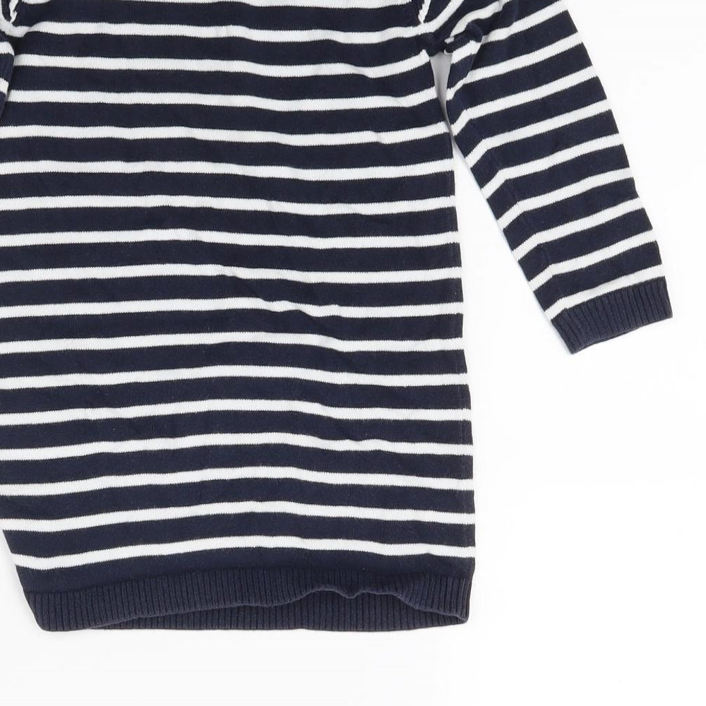 Matalan Girls Blue Striped Knit Jumper Dress Size 2-3 Years