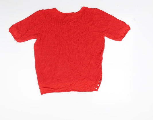 Per Una Womens Red Knit Pullover Jumper Size 14
