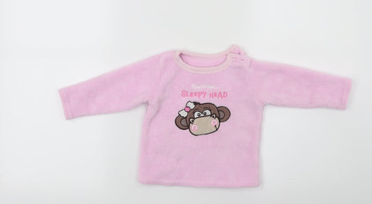 Early days Baby Pink Flannel Pullover Jumper Size 12-18 Months - Monkey