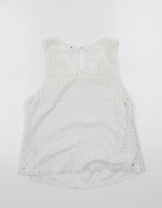 Womens UK Size 10 Topshop White Cropped T-Shirt