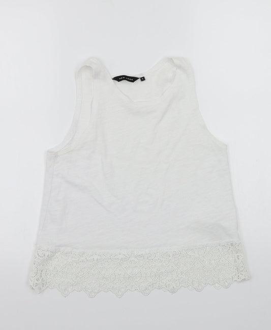 Womens UK Size 6 Newlook White Basic Tank