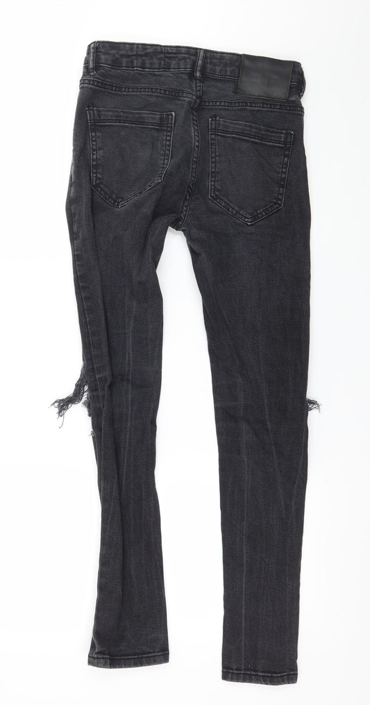Mens UK Size 26 in Denim & Co. Regular Fit Skinny Grey Jeans