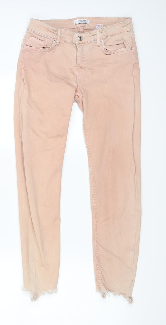 Womens UK Size 8 Zara Regular Fit Skinny Pink Jeans