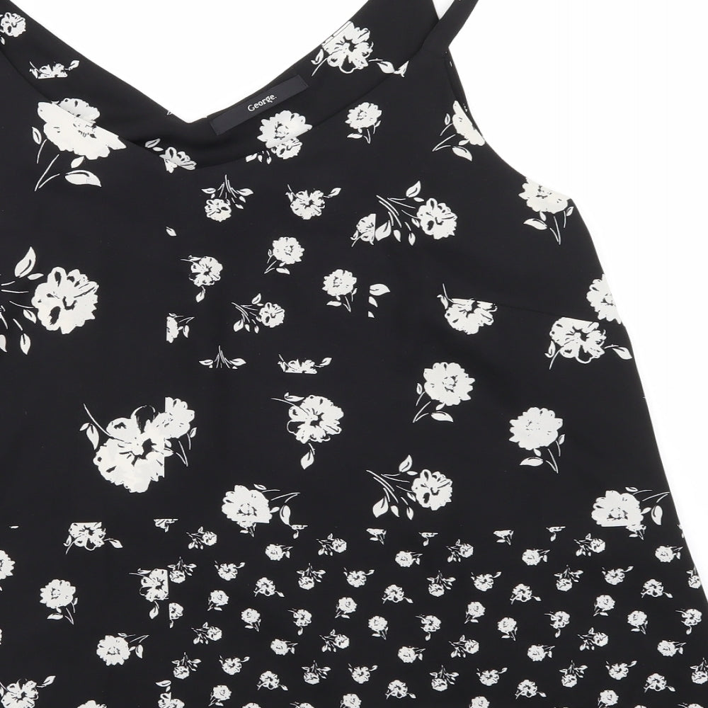 George Womens Black Floral Basic Tank