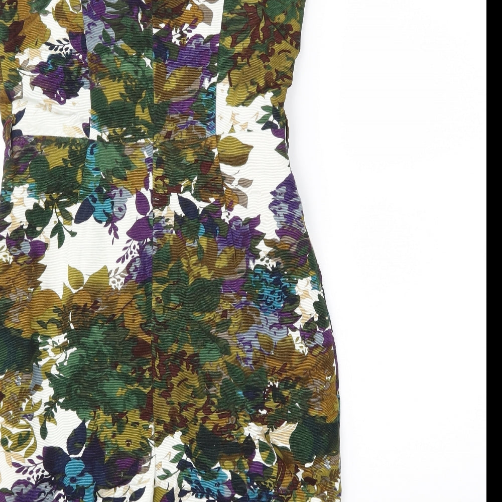 NEXT Womens White Floral Sheath Size 8