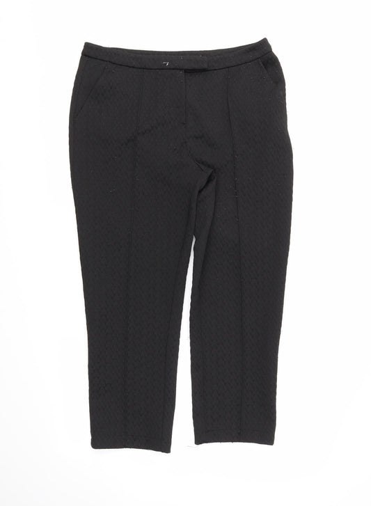 Womens UK Size 12 Select Regular Fit Cropped Black Trousers