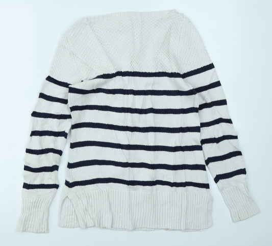 Kenar Womens White Striped Pullover Jumper Size S