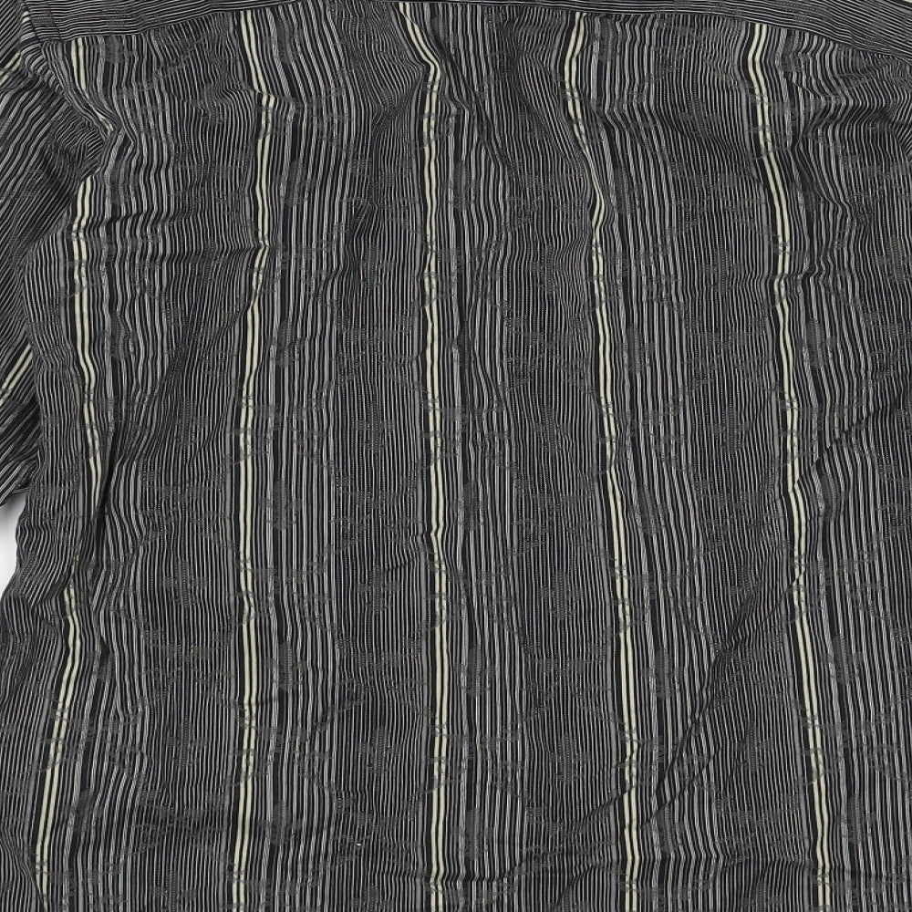 Mens UK Size S Brocade Black Button-Up Long Sleeve Casual Shirt
