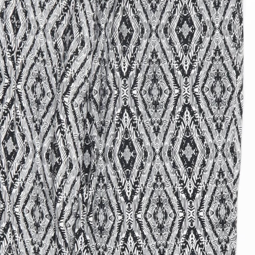 New Look Womens Black Geometric Trousers Size 12 L25 in