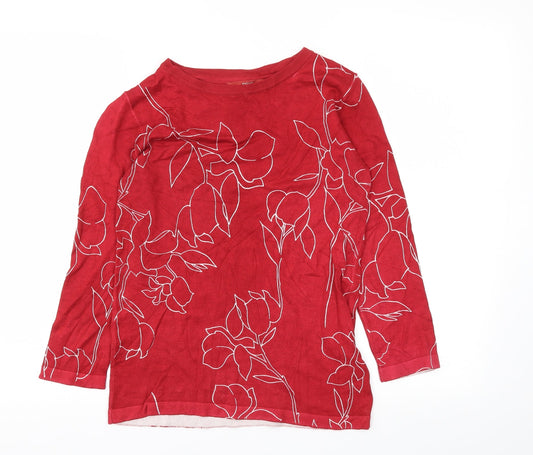 Next Womens Red Floral Pullover Jumper Size 8