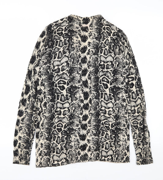 Gharani Strok Womens Black Animal Print Cardigan Jumper Size S