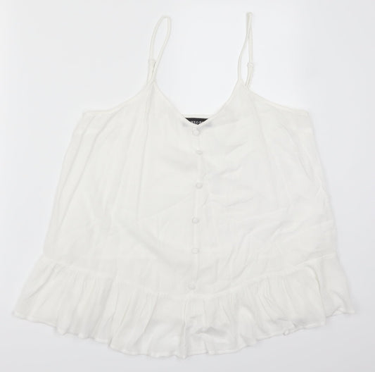 Womens UK Size 10 Cameo Rose White Basic Tank