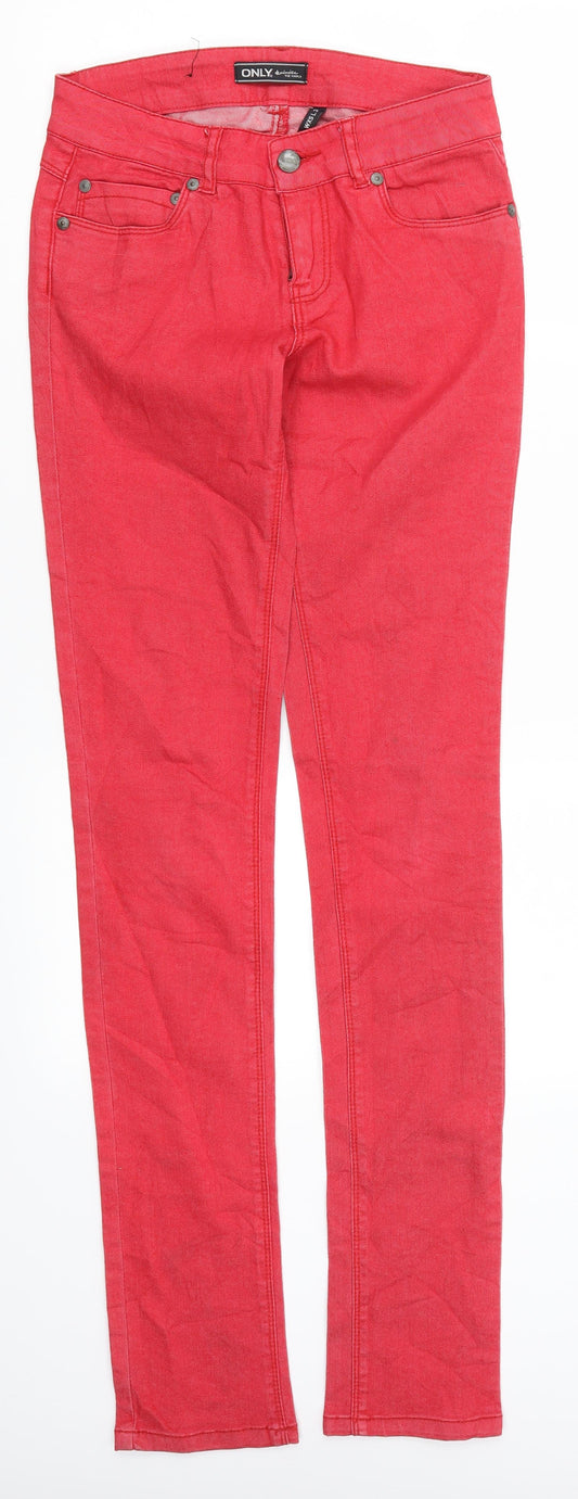 Womens UK Size 26 in Only Regular Fit Skinny Red Jeans