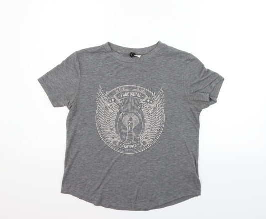 Womens UK Size M Divided Grey Basic T-Shirt